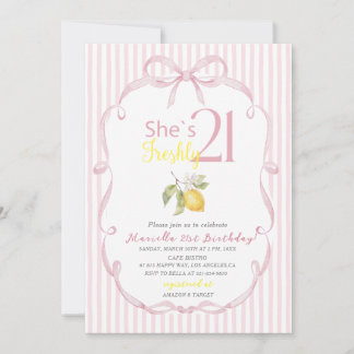 Invitation Élégant Aquarelle elle a 21 ans fraîchement Annive