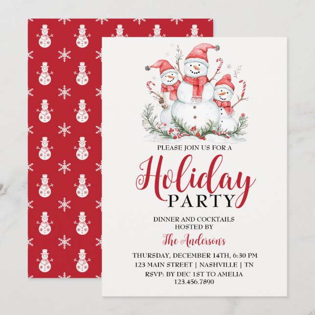Invitation Elégant aquarelle Festive Festive Fête (Devant / Derrière)