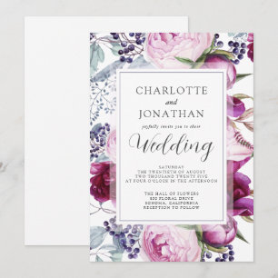 Invitation Elégant aquarelle Floral Mariage