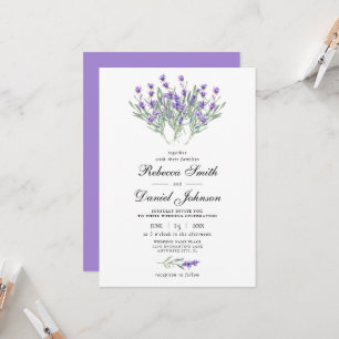 Invitation Élégant Aquarelle Lavande Purple Floral Mariage