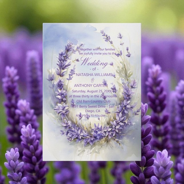 Invitation Elégant Aquarelle Lavender Mariage Rustique (Créateur téléchargé)
