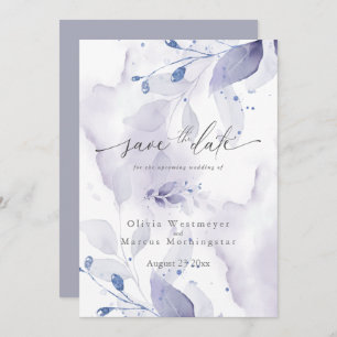 Invitation Elégant aquarelle Lilac Foliage Enregistrer la dat