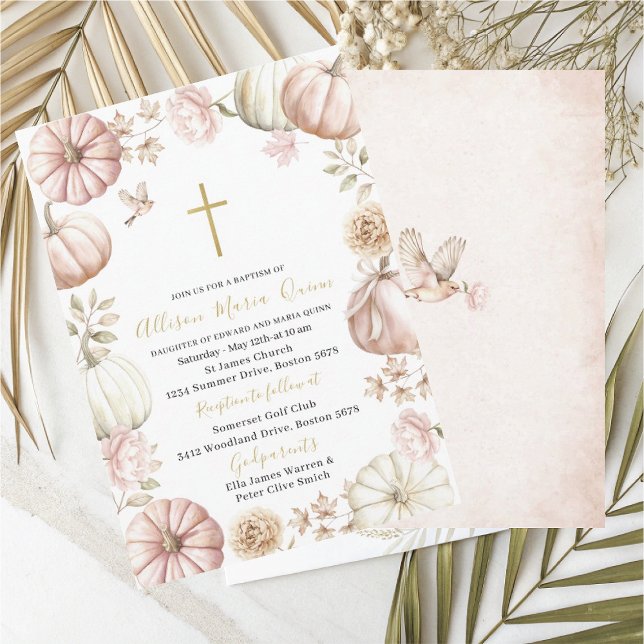 Invitation Elégant aquarelle moderne rose Citrouille floral (Créateur téléchargé)