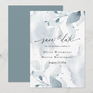 Invitation Elégant aquarelle Turquoise Foliage Enregistrer la