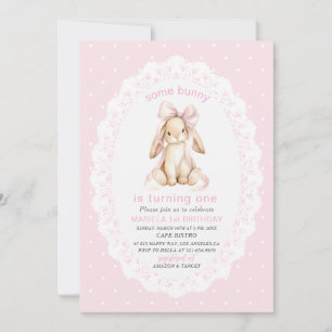 Invitation Élégant Aquarelle Un 1er Anniversaire some bunny G