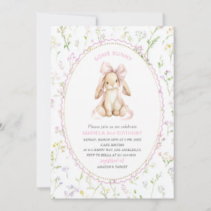 Invitation Élégant Aquarelle Un 2e Anniversaire some bunny gi