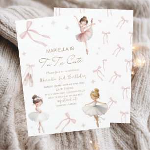 Invitation Elégant Aquarelle Un 2e Anniversaire tutu mignon F