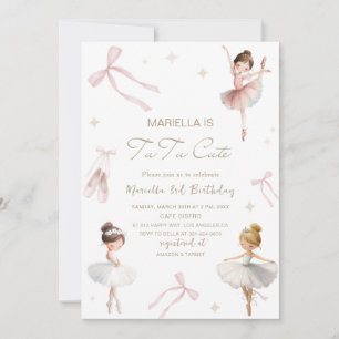 Invitation Élégant Aquarelle Un 3ème Anniversaire tutu mignon