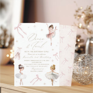 Invitation Élégant Aquarelle Un 3ème Anniversaire tutu mignon
