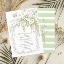 Élégant aquarelle vert pastel floral Mariage