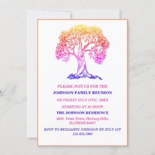 Invitation Elégant arbre coloré Réunion familiale