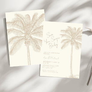 Invitation Élégant Arbre Tropical Palmier Beige Baby Shower