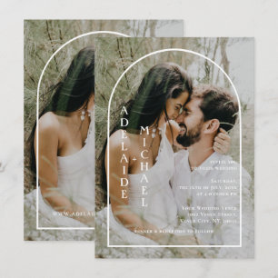 Invitation Elégant Arc 2 Photo Simple Moderne Mariage Budget