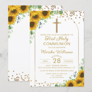 Invitation Élégant Arc de tournesol or première sainte commun