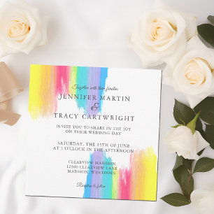 Invitation Elégant arc-en-ciel moderne coloré Mariage LGBTQ