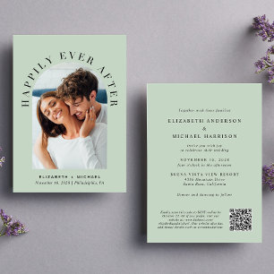 Invitation Élégant Arc Photo Code QR Tout en un seul Mariage