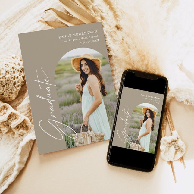 Invitation Élégant Arc Photo Graduation (Créateur téléchargé)