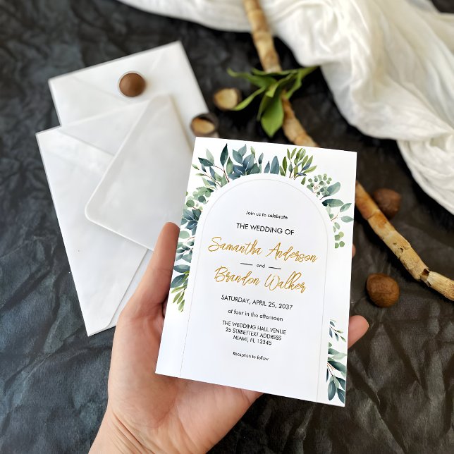 Invitation Élégant Arc vert Mariage de feuillage floral (Créateur téléchargé)