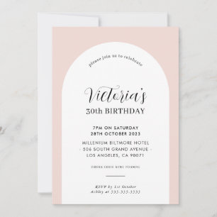 Invitation ELEGANT ARCH anniversaire chic moderne rose vif no
