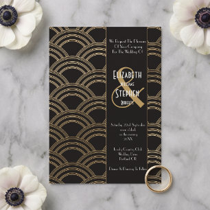 Invitation Elegant Arch Gatsby Art Déco années 1920 Noir & Or