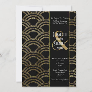 Invitation Elégant Arch Gatsby Art Déco des années 1920 Black