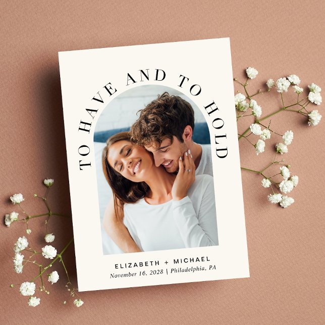 Invitation Elegant Arch Photo Mariage (Celebrate your love story with an invitation showcasing your favorite photo in an elegant arch frame)