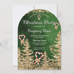 Invitation Elégant Arched Gold Parties scintillant Pine Corpo