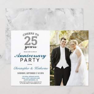 Invitation Élégant Argent 25e Anniversaire de Mariage