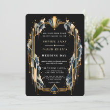 Elegant Art Deco Casino Night Gold QR code Wedding