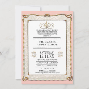 Invitation Elégant Art Déco Nouveau Gatsby Gold n Lace 1920