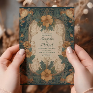 Invitation Élégant Art Nouveau Floral Mariage