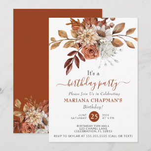 Invitation Elégant automne aquarelle Floral fête d'anniversai