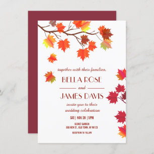 Invitation Elégant automne automne Bourgogne Mariage Invitati