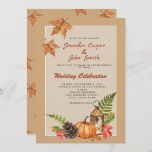 Invitation Élégant automne automne Feuilles Citrouille Mariag