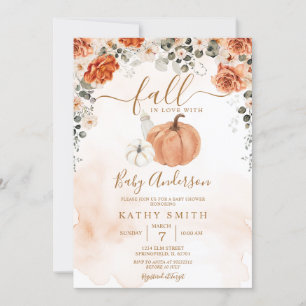 Invitation Élégant automne floral chute en amour Baby shower