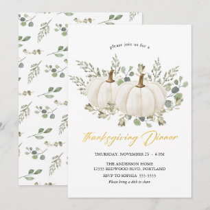 Invitation Élégant automne Floral Citrouille Thanksgiving Dîn