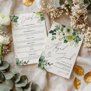 Invitation Élégant automne vert floral tout en un Mariage