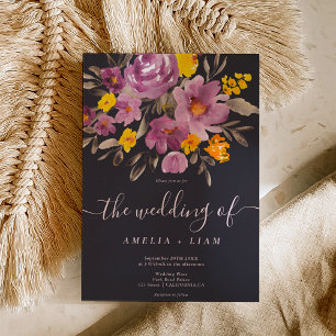 Invitation Élégant automne violet hivernal mariage