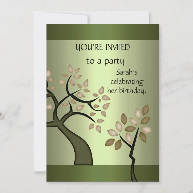 Invitation Elegant Avocado Tree Green Floral (Front)