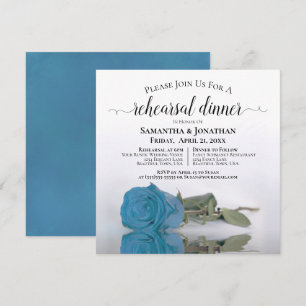 Invitation Élégant Azure Blue Rose Dîner de répétition Mariag