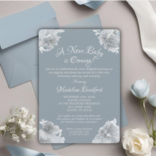 Invitation Elégant Baby Blue Arrival (Créateur téléchargé)