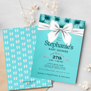 Invitation Elégant Baby shower Aqua Blue Tiffany moderne