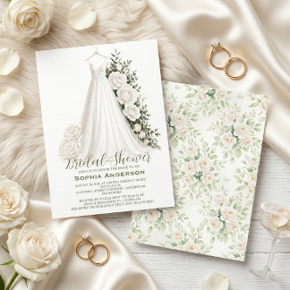 Invitation Élégant Baby Shower avec Robe de Mariée