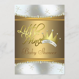 Invitation Elégant Baby shower blanc et or Petit Prince