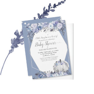 Invitation Elégant Baby shower Citrouille Dusty Blue