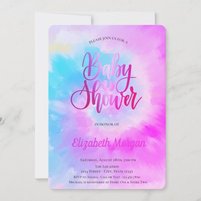 Invitation Elégant Baby shower Cool pourpre teint de nouilles (Devant)