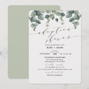 Invitation Élégant Baby shower d'adoption de l'Eucalyptus