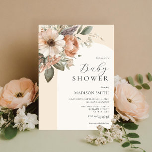 Invitation Elégant Baby shower d'aquarelle Floral Boho