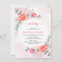 Elégant baby shower d'aquarelle rose vif