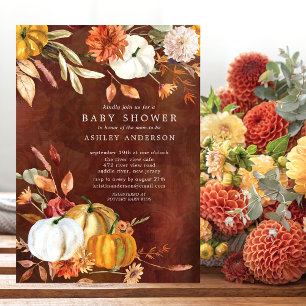 Invitation Élégant Baby shower d'automne fleuri